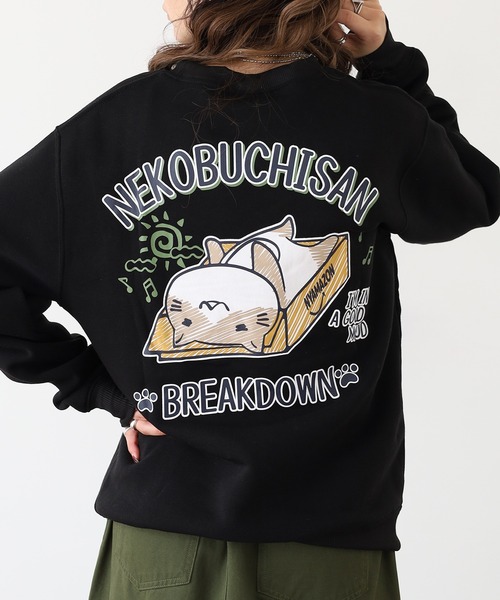 FUNALIVE（ファンアライブ）の「猫渕さんNECOBUCHI-SAN裏起毛スウェットクルー（スウェット・メンズ・杢グレー/ブラック系2/ブラック系1/ダークネイビー/バーガンディー/スモークピンク/ホワイト系/オフホワイト・LL/M/L）」の5枚目の写真