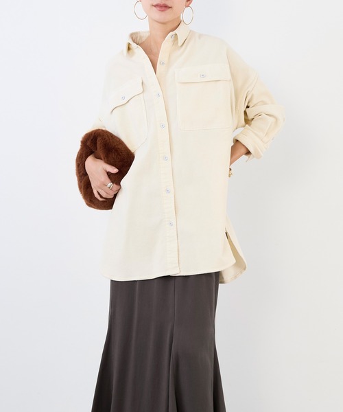 Healthy DENIM】コーデュロイビッグシャツ-Almond（シャツ/ブラウス