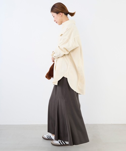 Healthy DENIM ヘルシーデニム　新品❗️ビッグコーデュロイシャツ Healthy DENIM】コーデュロイビッグシャツ-Almond（シャツ