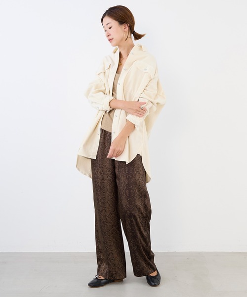 Healthy DENIM ヘルシーデニム　新品❗️ビッグコーデュロイシャツ Healthy DENIM】コーデュロイビッグシャツ-Almond（シャツ