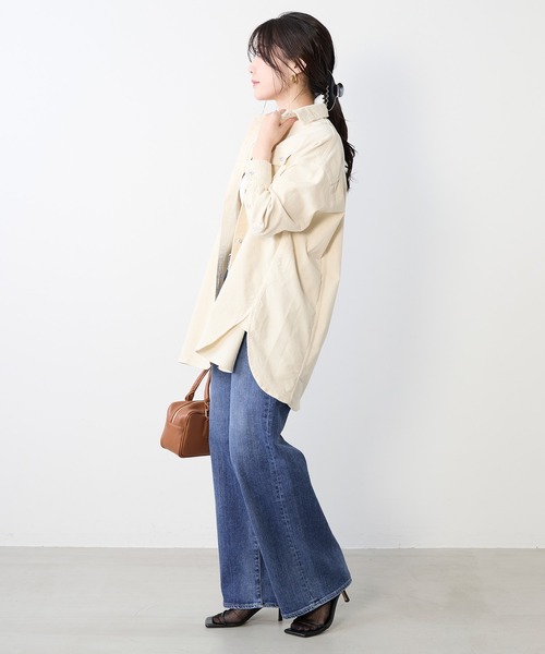 Healthy DENIM ヘルシーデニム　新品❗️ビッグコーデュロイシャツ Healthy DENIM】コーデュロイビッグシャツ-Almond（シャツ