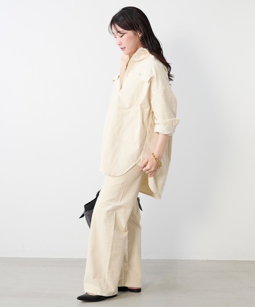 Healthy DENIM】コーデュロイビッグシャツ-Almond（シャツ