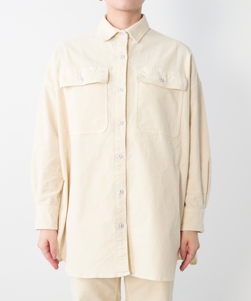 Healthy DENIM ヘルシーデニム　新品❗️ビッグコーデュロイシャツ Healthy DENIM】コーデュロイビッグシャツ-Almond（シャツ