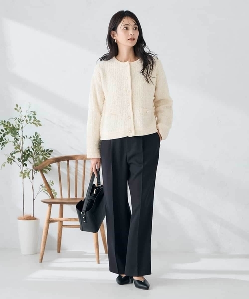 a.v.v（アーヴェヴェ）の「パールボタンツイードニットカーディガン（カーディガン/ボレロ・レディース・チャコールグレー/アイボリー・38/40）」の5枚目の写真