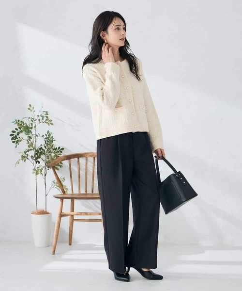 a.v.v（アーヴェヴェ）の「パールボタンツイードニットカーディガン（カーディガン/ボレロ・レディース・チャコールグレー/アイボリー・38/40）」の8枚目の写真