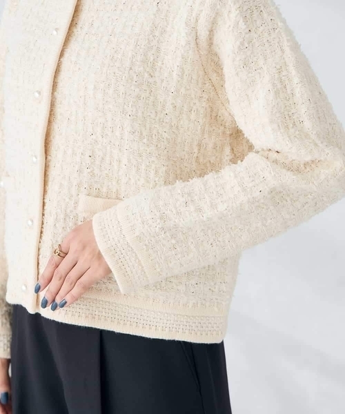 a.v.v（アーヴェヴェ）の「パールボタンツイードニットカーディガン（カーディガン/ボレロ・レディース・チャコールグレー/アイボリー・38/40）」の22枚目の写真