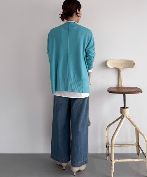 Doux archives(ドゥアルシーヴ)の「【抗ピリング・手洗い可】アウトリンキングニット(ニット/セーター・レディース・レッド/ブラック/オフホワイト/ブルー・FREE)」の12枚目の写真