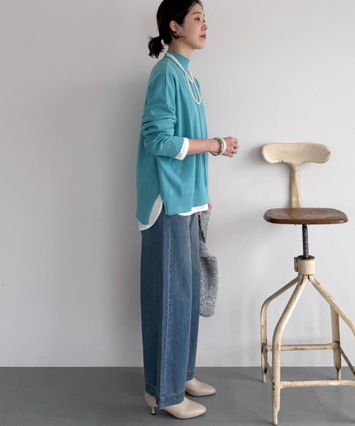 Doux archives(ドゥアルシーヴ)の「【抗ピリング・手洗い可】アウトリンキングニット(ニット/セーター・レディース・レッド/ブラック/オフホワイト/ブルー・FREE)」の13枚目の写真