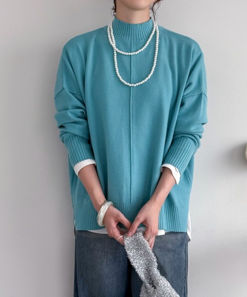 Doux archives(ドゥアルシーヴ)の「【抗ピリング・手洗い可】アウトリンキングニット(ニット/セーター・レディース・レッド/ブラック/オフホワイト/ブルー・FREE)」の19枚目の写真