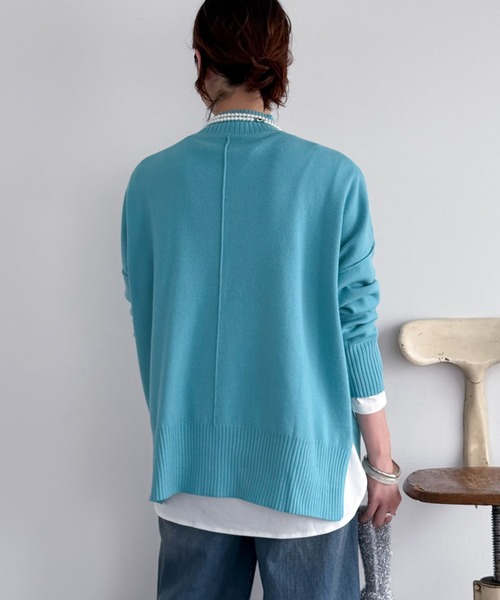 Doux archives(ドゥアルシーヴ)の「【抗ピリング・手洗い可】アウトリンキングニット(ニット/セーター・レディース・レッド/ブラック/オフホワイト/ブルー・FREE)」の17枚目の写真