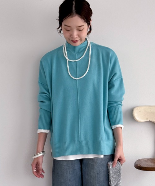 Doux archives(ドゥアルシーヴ)の「【抗ピリング・手洗い可】アウトリンキングニット(ニット/セーター・レディース・レッド/ブラック/オフホワイト/ブルー・FREE)」の18枚目の写真