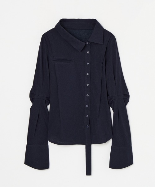 BEEDEN（ビーデン）の「IRREGULAR NECK CUT SHIRT（シャツ/ブラウス・レディース・ネイビー/カモフラージュ・FREE）」の8枚目の写真