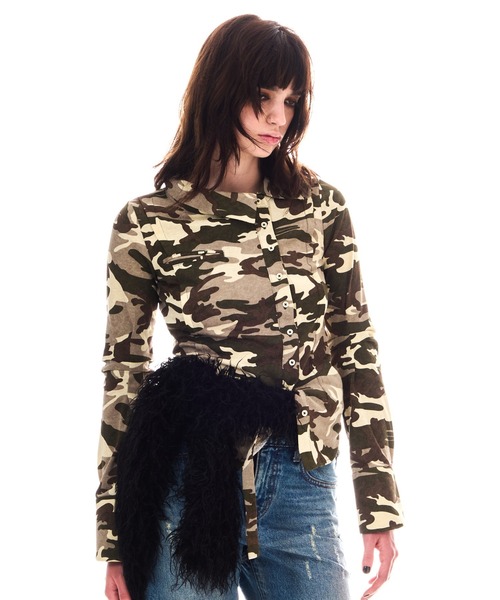 BEEDEN（ビーデン）の「IRREGULAR NECK CUT SHIRT（シャツ/ブラウス・レディース・ネイビー/カモフラージュ・FREE）」の20枚目の写真