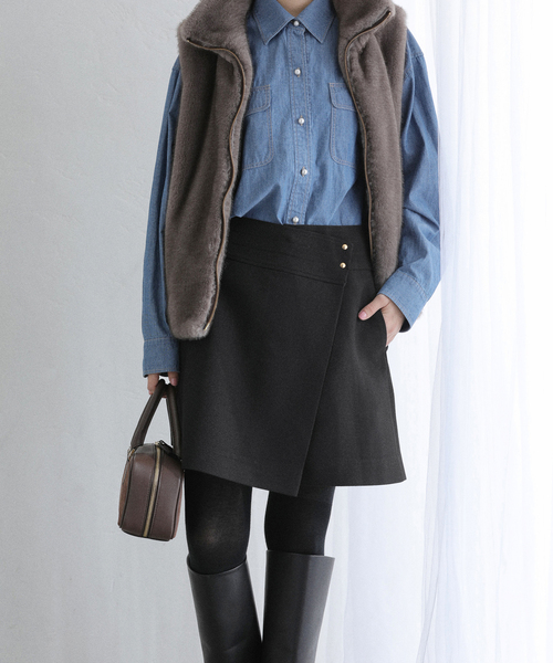 La TOTALITE(ラトータリテ)の「【洗える】ミニスカート(スカート・レディース・ブラック/グレー・36/38)」の2枚目の写真