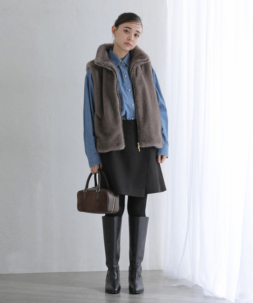 La TOTALITE(ラトータリテ)の「【洗える】ミニスカート(スカート・レディース・ブラック/グレー・36/38)」の3枚目の写真