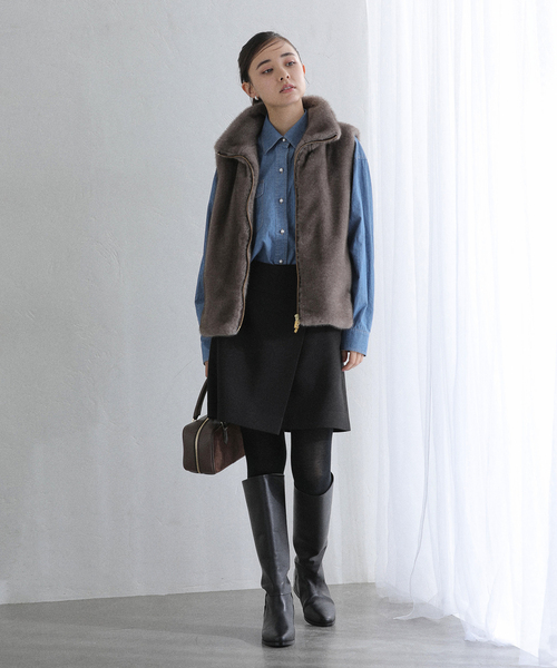 La TOTALITE(ラトータリテ)の「【洗える】ミニスカート(スカート・レディース・ブラック/グレー・36/38)」の4枚目の写真