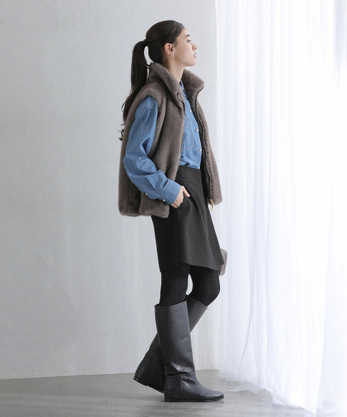 La TOTALITE(ラトータリテ)の「【洗える】ミニスカート(スカート・レディース・ブラック/グレー・36/38)」の7枚目の写真