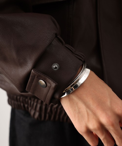 DRAW（ドロー）の「DRAW(ドロー) /ボアカラーレザーブルゾン（ブルゾン・メンズ・ブラック/ダークブラウン・MEDIUM/LARGE）」の5枚目の写真