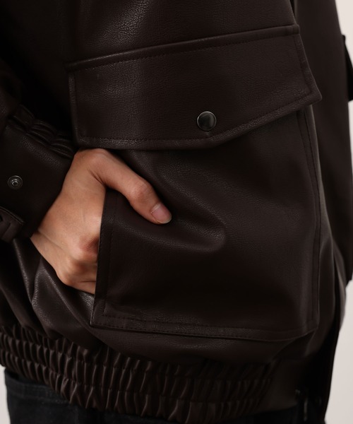 DRAW（ドロー）の「DRAW(ドロー) /ボアカラーレザーブルゾン（ブルゾン・メンズ・ブラック/ダークブラウン・MEDIUM/LARGE）」の3枚目の写真