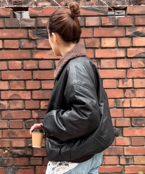 DRAW（ドロー）の「DRAW(ドロー) /ボアカラーレザーブルゾン（ブルゾン・メンズ・ブラック/ダークブラウン・MEDIUM/LARGE）」の22枚目の写真