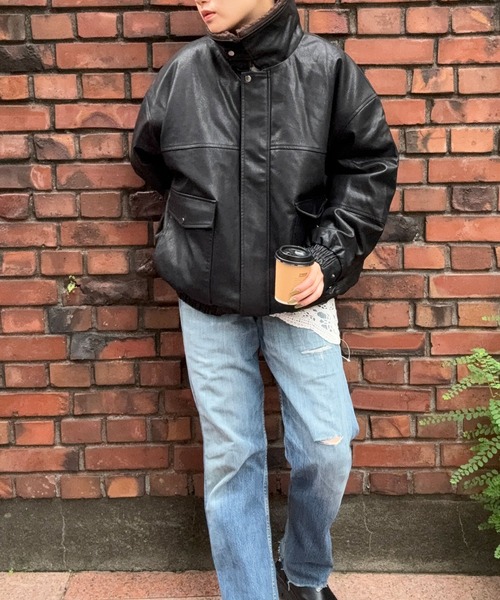 DRAW（ドロー）の「DRAW(ドロー) /ボアカラーレザーブルゾン（ブルゾン・メンズ・ブラック/ダークブラウン・MEDIUM/LARGE）」の18枚目の写真