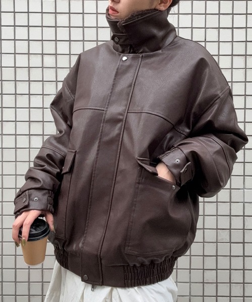 DRAW（ドロー）の「DRAW(ドロー) /ボアカラーレザーブルゾン（ブルゾン・メンズ・ブラック/ダークブラウン・MEDIUM/LARGE）」の15枚目の写真