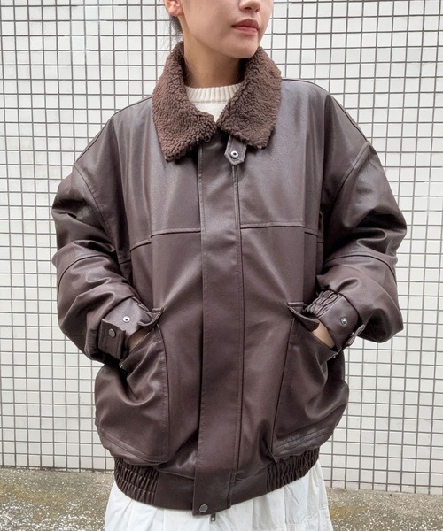 DRAW（ドロー）の「DRAW(ドロー) /ボアカラーレザーブルゾン（ブルゾン・メンズ・ブラック/ダークブラウン・MEDIUM/LARGE）」の13枚目の写真