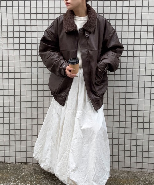 DRAW（ドロー）の「DRAW(ドロー) /ボアカラーレザーブルゾン（ブルゾン・メンズ・ブラック/ダークブラウン・MEDIUM/LARGE）」の8枚目の写真