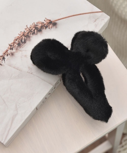 セール】【float】もこもこ フェイクファー リボン バンスクリップ