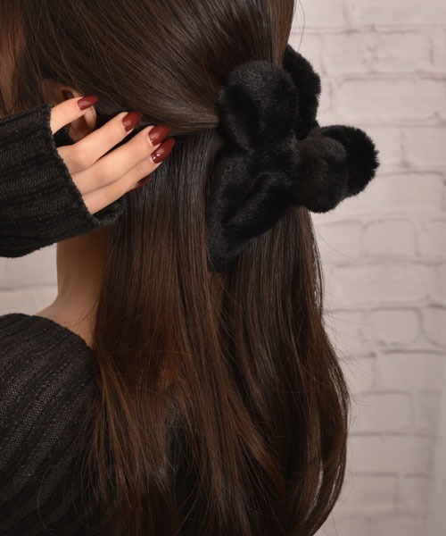 セール】【float】もこもこ フェイクファー リボン バンスクリップ