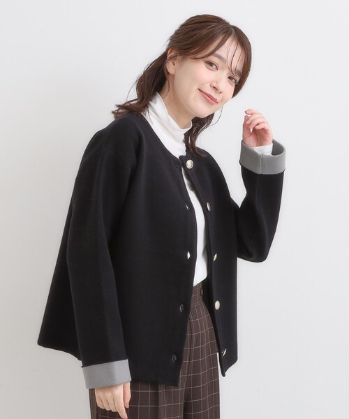 【試着のみ】ダブルスタンダードクロージング♡ソブ　金ボタン♡ボレロカーディガン セール】ゴールドボタンがアクセント ダブルフェイスニット