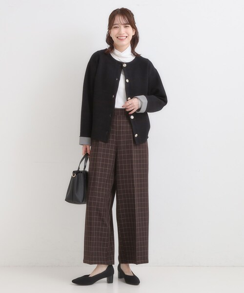 DRESKIP(ドレスキップ)の「ゴールドボタンがアクセント ダブルフェイスニットカーディガン(カーディガン/ボレロ・レディース・グレー/ブラック/ダークブラウン・01/02/03/04)」の13枚目の写真