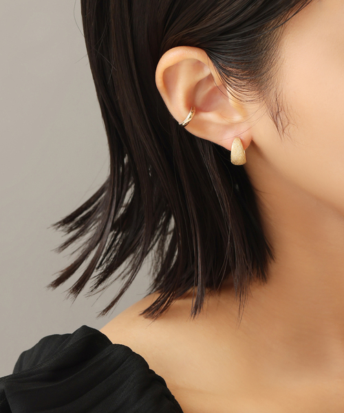 三日月ダイヤポイントフープピアス K10（両耳）（ピアス（両耳用