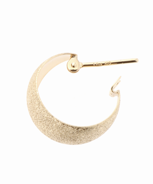 三日月ダイヤポイントフープピアス K10（両耳）（ピアス（両耳用