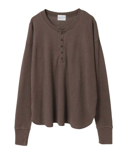 SOFFITTO(ソフィット)の「ヘンリーネックプルオーバー(Tシャツ/カットソー・レディース・オフホワイト/ブラウン/ブラック・FREE)」の9枚目の写真