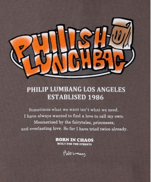 Right-on（ライトオン）の「【Philip Lumbang】プリント スウェットパーカー (手書きアート/フロントバックプリント/ビッグシルエット/ストリート/ユニークデザイン/CVC裏毛/リラックスフィット)（パーカー・メンズ・ダークグレー/ブラウン/ライトグレー・M/L/XL）」の6枚目の写真