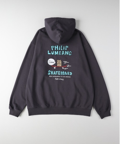 Right-on（ライトオン）の「【Philip Lumbang】プリント スウェットパーカー (手書きアート/フロントバックプリント/ビッグシルエット/ストリート/ユニークデザイン/CVC裏毛/リラックスフィット)（パーカー・メンズ・ダークグレー/ブラウン/ライトグレー・M/L/XL）」の9枚目の写真