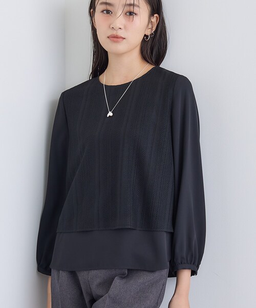 INDIVI（インディヴィ）の「【オフィス／きれいめ】2WAYレース切り替えブラウス（シャツ/ブラウス・レディース・ホワイト/ブラック・13/05/38/15 ）」の4枚目の写真