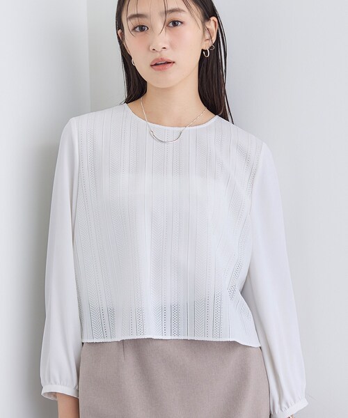 INDIVI（インディヴィ）の「【オフィス／きれいめ】2WAYレース切り替えブラウス（シャツ/ブラウス・レディース・ホワイト/ブラック・13/05/38/15 ）」の8枚目の写真
