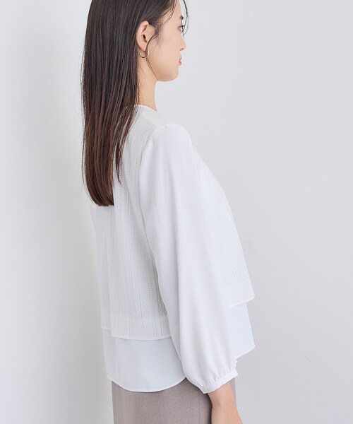 INDIVI（インディヴィ）の「【オフィス／きれいめ】2WAYレース切り替えブラウス（シャツ/ブラウス・レディース・ホワイト/ブラック・13/05/38/15 ）」の13枚目の写真