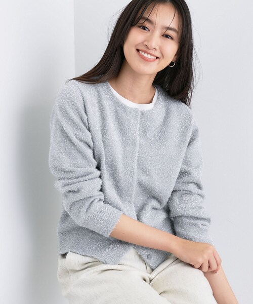 INDIVI(インディヴィ)の「【洗える】ラメニットカーディガン(カーディガン/ボレロ・レディース・シルバー/ブラック・38/13/05/15 )」の1枚目の写真