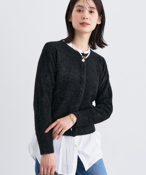 INDIVI(インディヴィ)の「【洗える】ラメニットカーディガン(カーディガン/ボレロ・レディース・シルバー/ブラック・38/13/05/15 )」の8枚目の写真