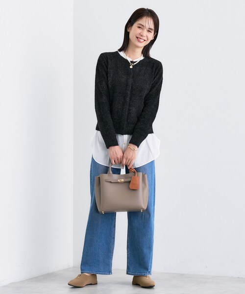 INDIVI(インディヴィ)の「【洗える】ラメニットカーディガン(カーディガン/ボレロ・レディース・シルバー/ブラック・38/13/05/15 )」の9枚目の写真