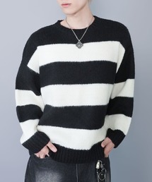 SPINNS | モヘアタッチボーダーニット/太めボーダー/チクチクしない軽い着心地(ニット/セーター)