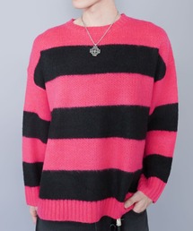 モヘアニット」に該当するニット/セーター（ピンク/桃色系・ボーダー柄