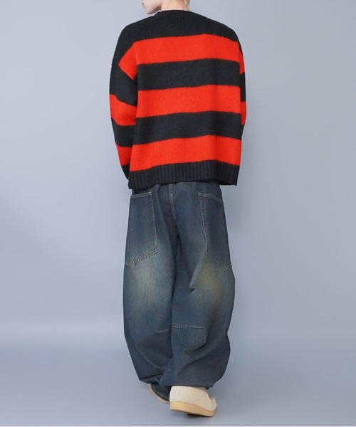 SPINNS（スピンズ）の「モヘアタッチボーダーニット/太めボーダー/チクチクしない軽い着心地（ニット/セーター・メンズ・ホワイト×ブラック/グレー系その他/ブラウン系その他/ブルー系その他/レッド系その他/ピンク系その他・ONESIZE）」の17枚目の写真