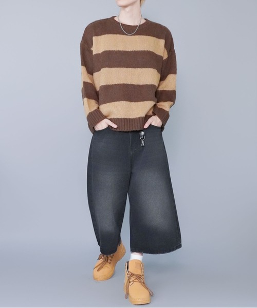 SPINNS（スピンズ）の「モヘアタッチボーダーニット/太めボーダー/チクチクしない軽い着心地（ニット/セーター・メンズ・ホワイト×ブラック/グレー系その他/ブラウン系その他/ブルー系その他/レッド系その他/ピンク系その他・ONESIZE）」の19枚目の写真