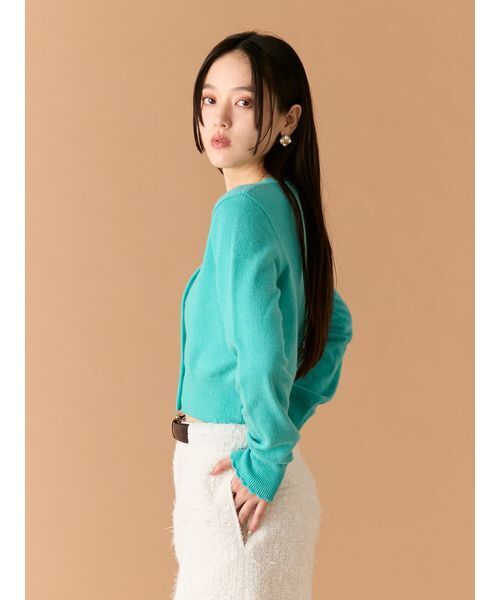 LILY BROWN(リリーブラウン)の「Lily Bearコンパクトカーディガン(カーディガン/ボレロ・レディース・レッド/ピンク/チェック/ターコイズブルー/アイボリー・F)」の9枚目の写真