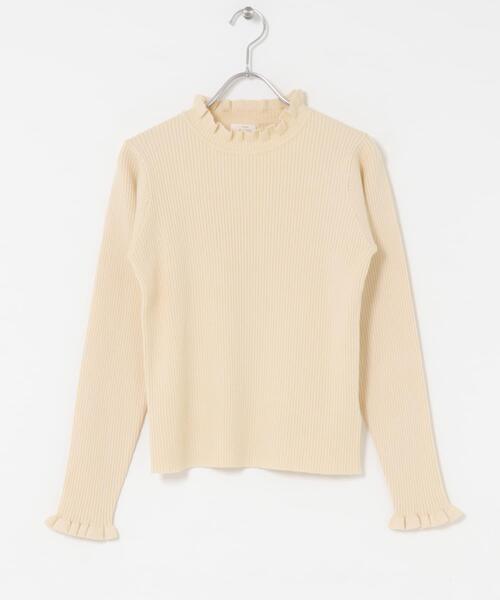 ITEMS URBANRESEARCH（アイテムズ アーバンリサーチ）の「フリルリブニット（ニット/セーター・レディース・モカ/オフホワイト/ブラック・FREE）」の11枚目の写真