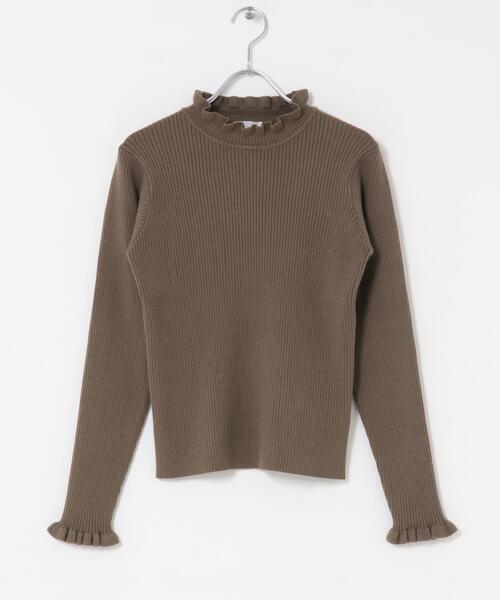 ITEMS URBANRESEARCH（アイテムズ アーバンリサーチ）の「フリルリブニット（ニット/セーター・レディース・モカ/オフホワイト/ブラック・FREE）」の19枚目の写真